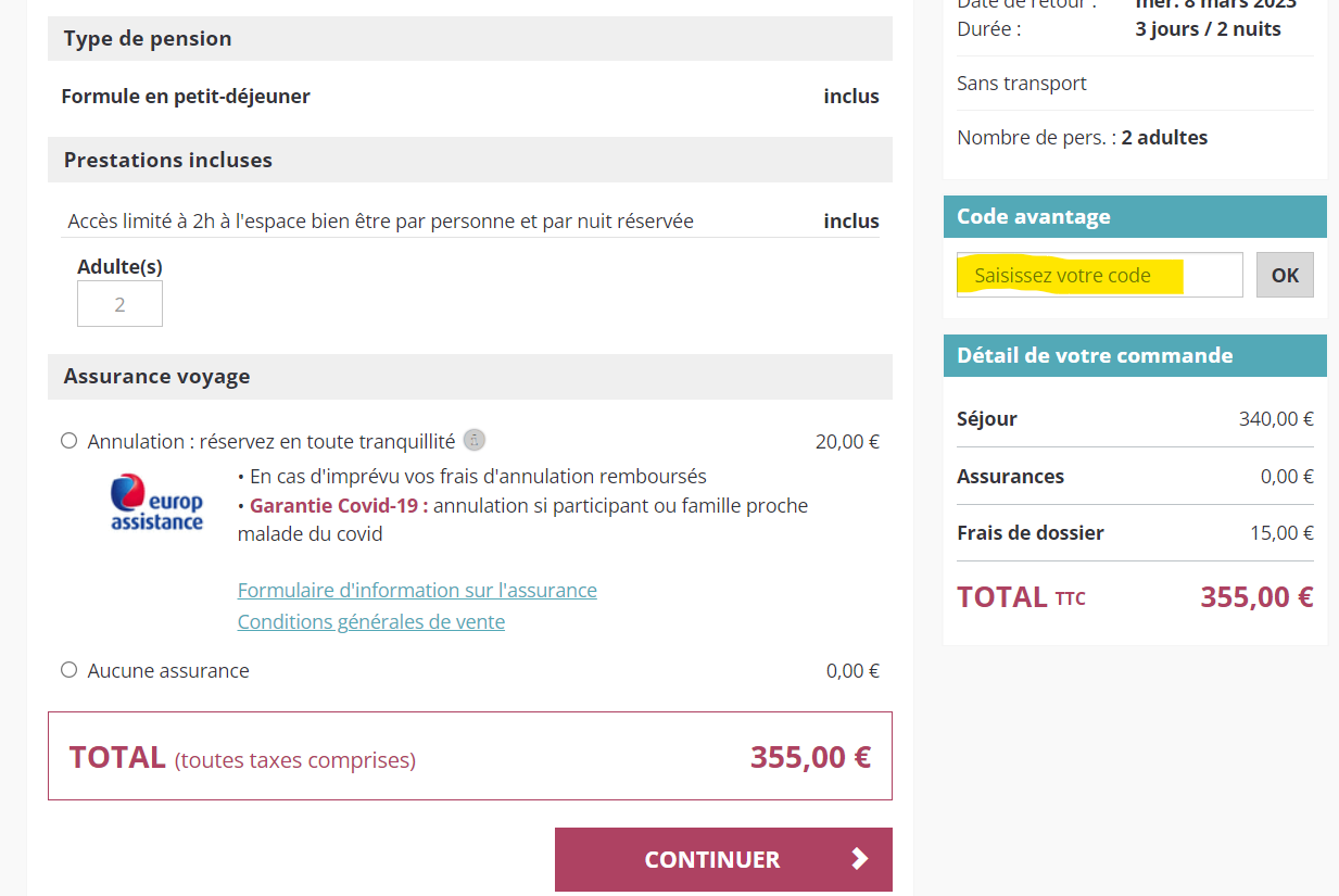 Je suis bénéficiaire d’un code avantage, comment l’utiliser ? Thalasseo